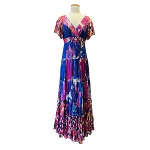 Diane Von Furstenberg Silk Tiered Floral Bohemian Maxi Dress 8